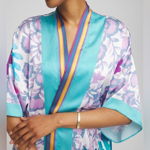 Gottex Bali Flutter Sleeve Kimono Robe Cover-Up Tie Front Small NWT - Picture 3 of 5